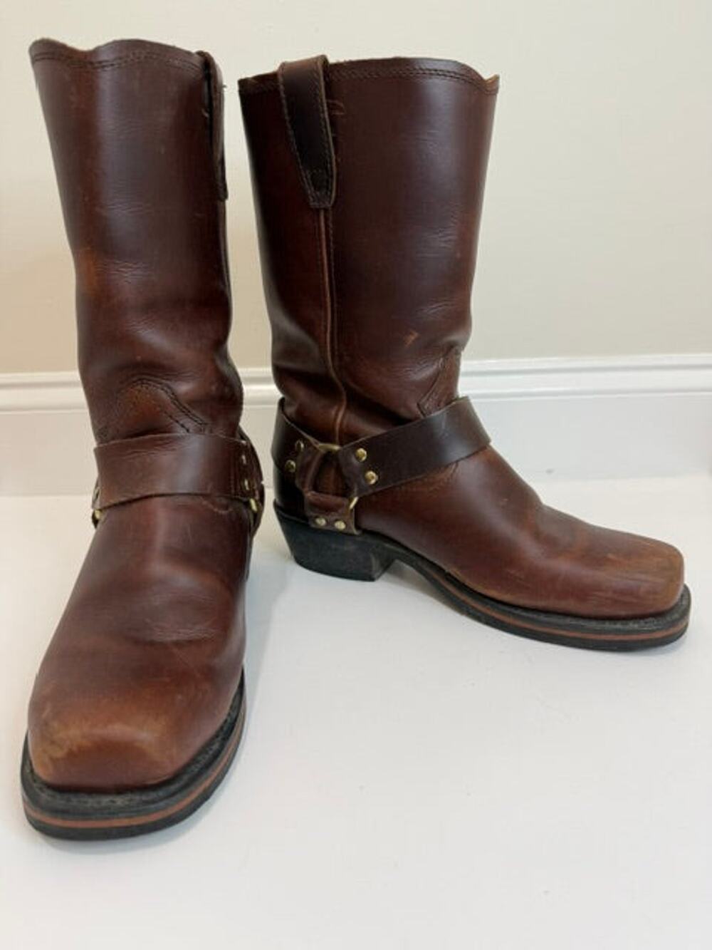 Dingo Harness Motorcycle Boots Brown Leather Mens Sz 8